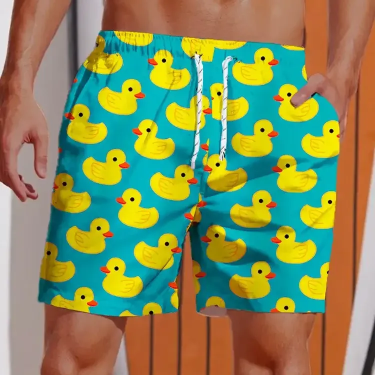 Men's Yellow Duck Hawaiian Swim Shorts 3