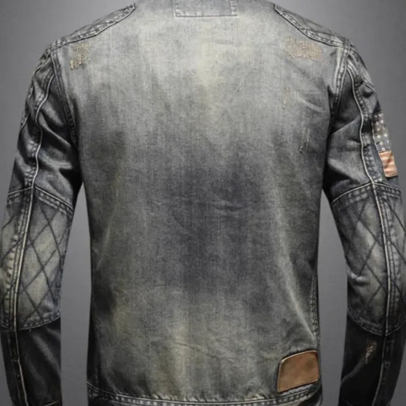 Men's Retro Biker Denim Jacket 4