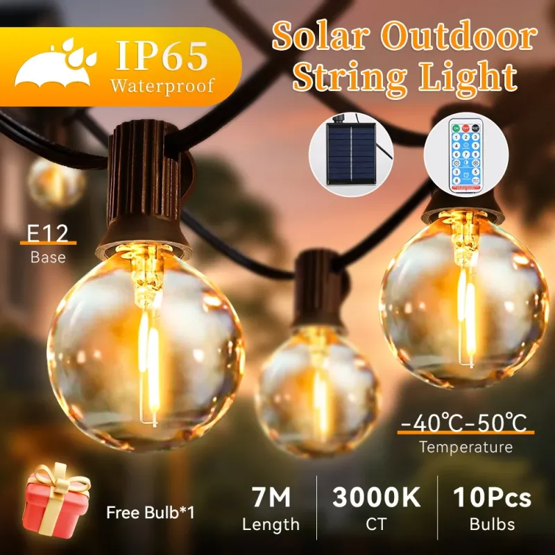 Solar Outdoor String Lights with Remote 3