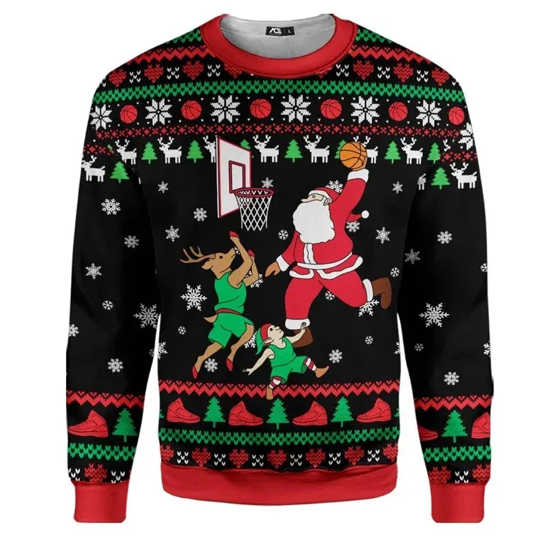 Santa Hockey 3D Print Christmas Sweatshirt 6