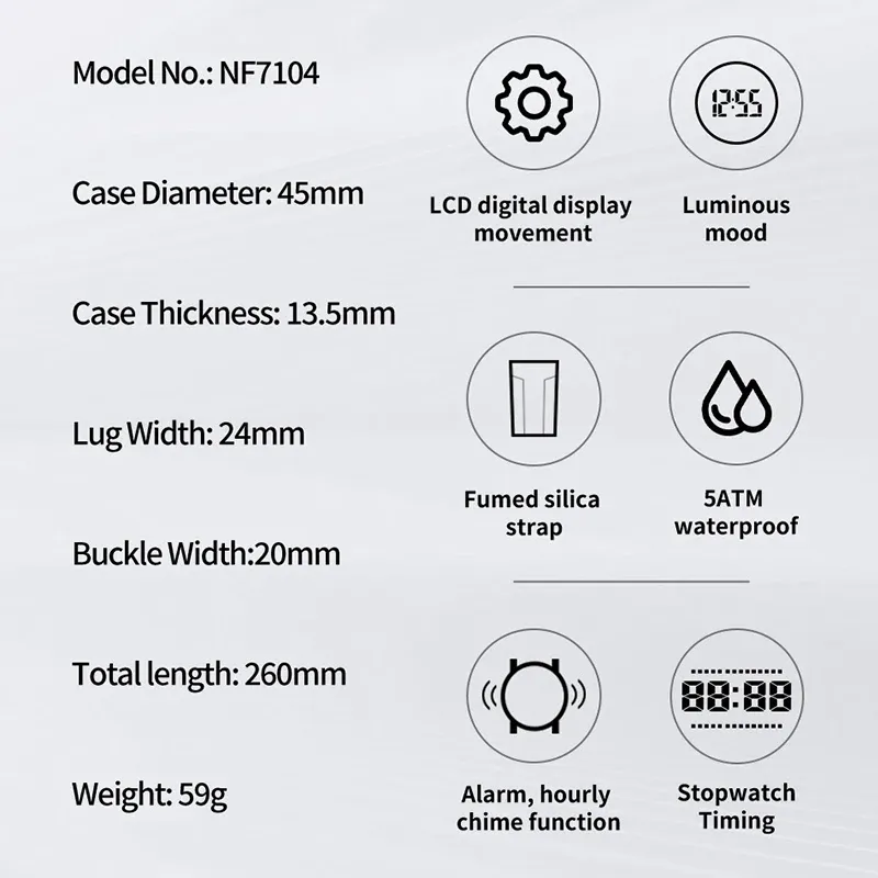 NAVIFORCE Men's Water-Resistant Silicone Strap Watch 3