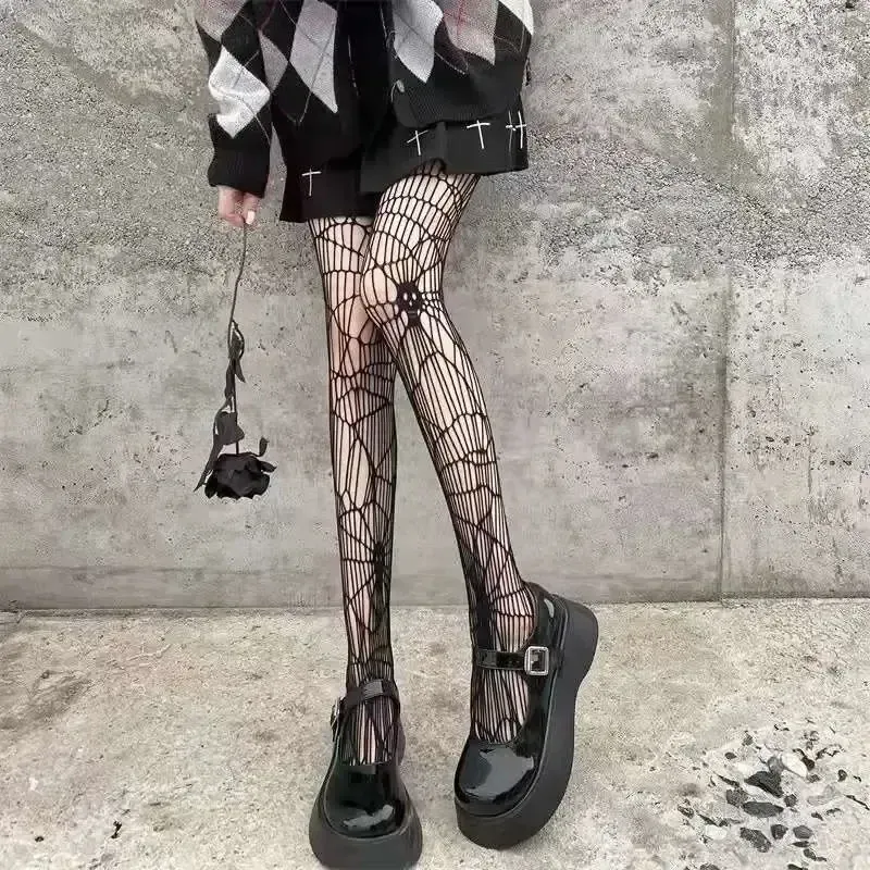Gothic Skull Hollowed Out Tights 2