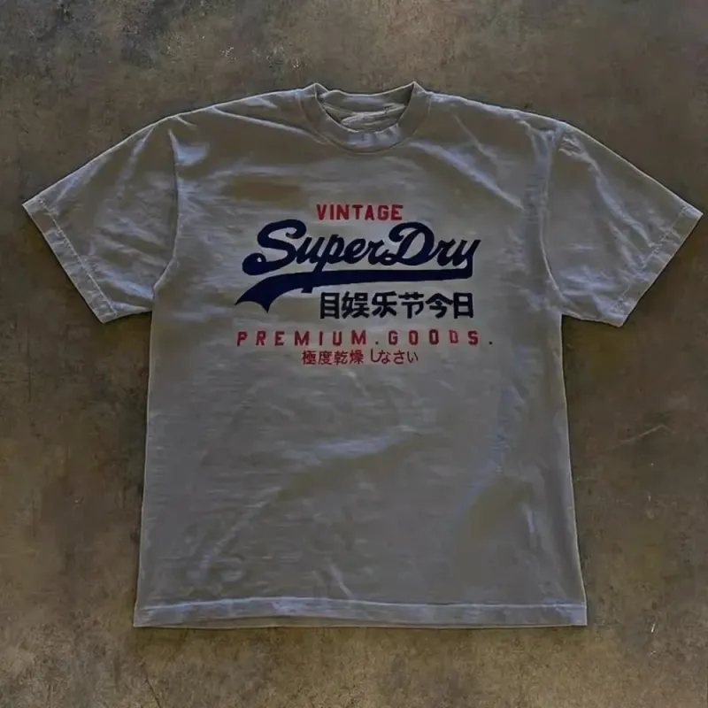 Vintage Letter Print Cotton Tee 4