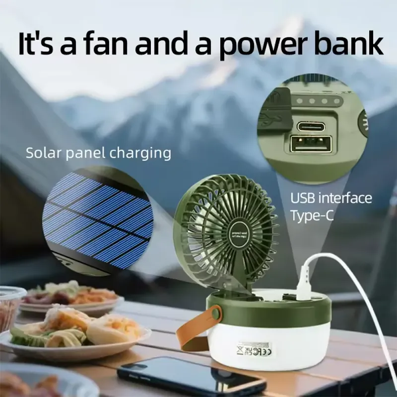 3-in-1 Solar Camping Light with Fan 4