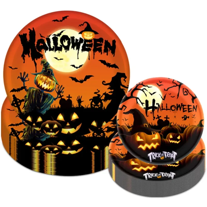 Halloween Pumpkin Bat Tableware Set 10pcs 4