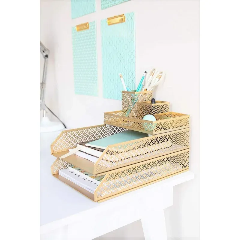 Gold 6-Piece Desk Organizer Set 3