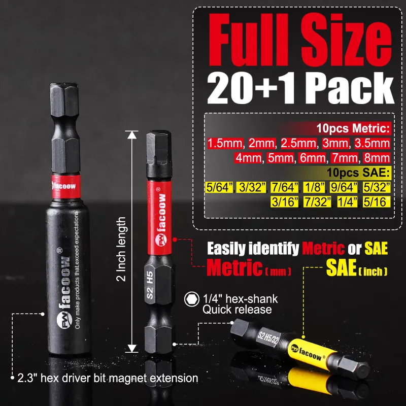 21Pc S2 Hex Bit Set with Magnetic Tips 2