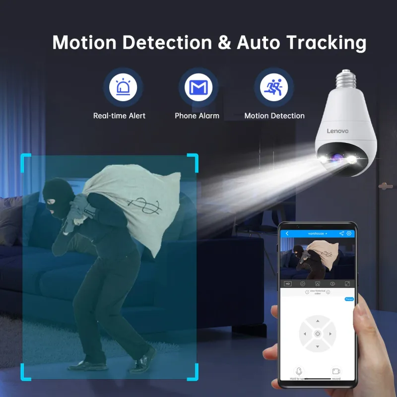 Lenovo 3MP WIFI E27 Bulb Security Camera 3