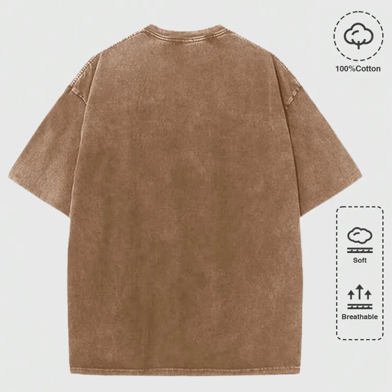 Never Look Back Printed Washed T-Shirt 2