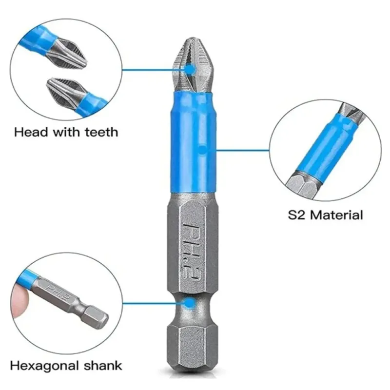 Magnetic Screwdriver Bits Set PH/PZ Hex Shank 5