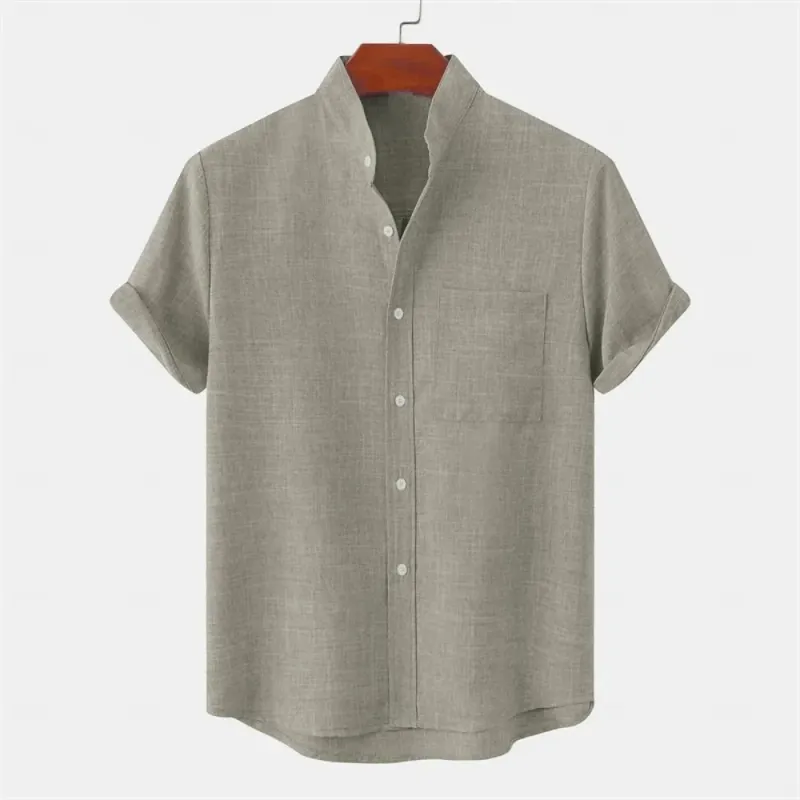 Men's Linen Short-Sleeve Collared Shirt 1