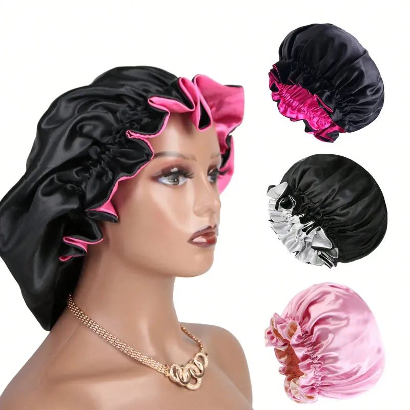 Two Tone Reversible Satin Sleep Bonnet 1