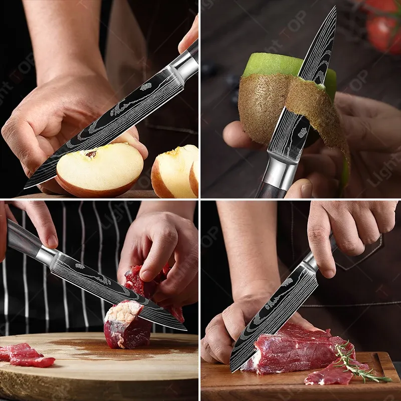 Japanese Damascus Santoku Knife Set 3