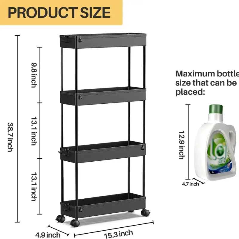 SPACEKEEPER Slim Rolling Storage Cart 2