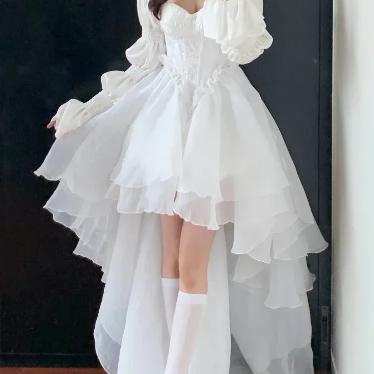 White Fairy Midi Evening Dress 4