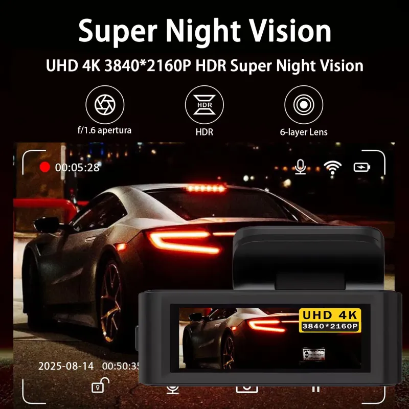 4K UHD Dual Lens Dash Cam WiFi GPS 3