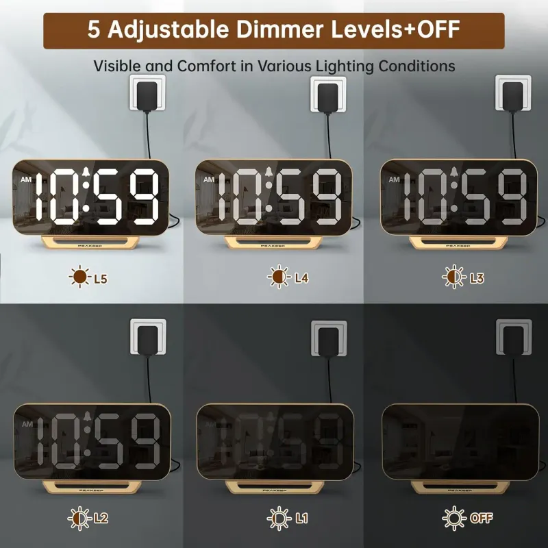 Slim Mirror Digital Alarm Clock 4