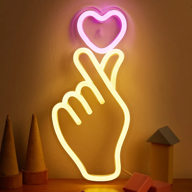 LED Neon Hand+Heart Sign 1