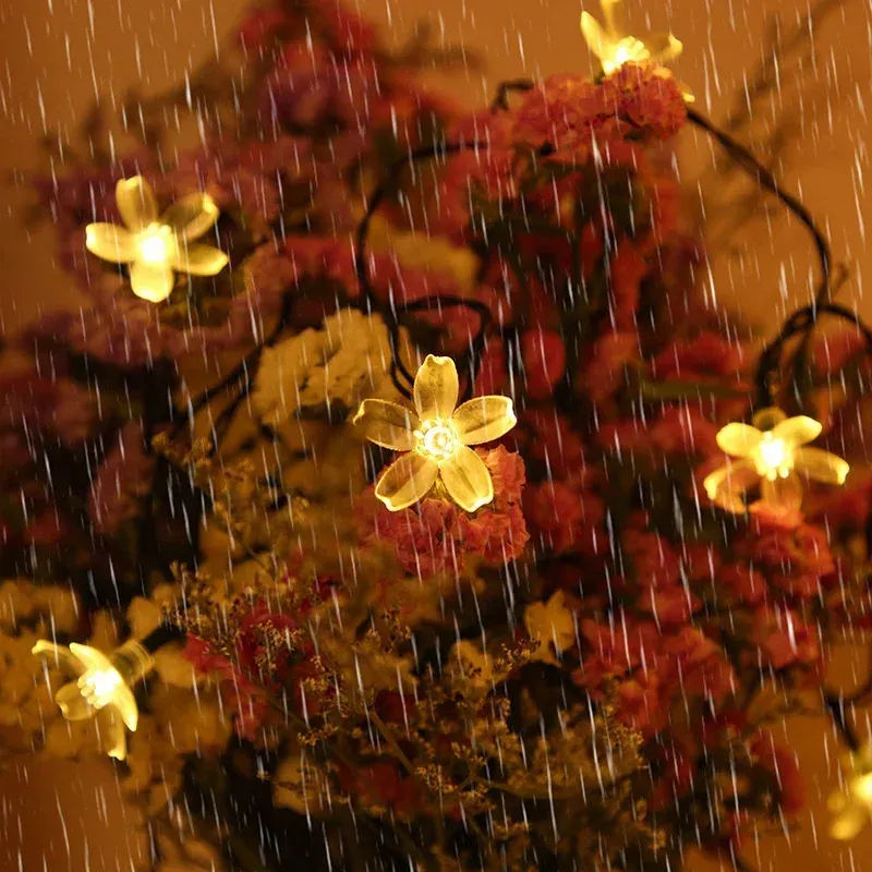 Solar Sakura Fairy Lights - 5M Peach Flower LED 1