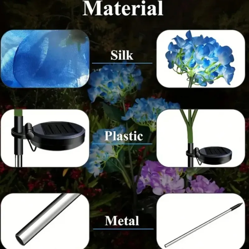 Solar Blue Hydrangea Garden Lights 5