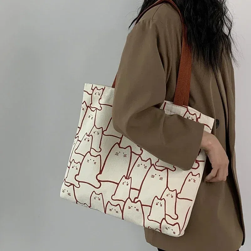 Cute Cat Canvas Tote Bag 2