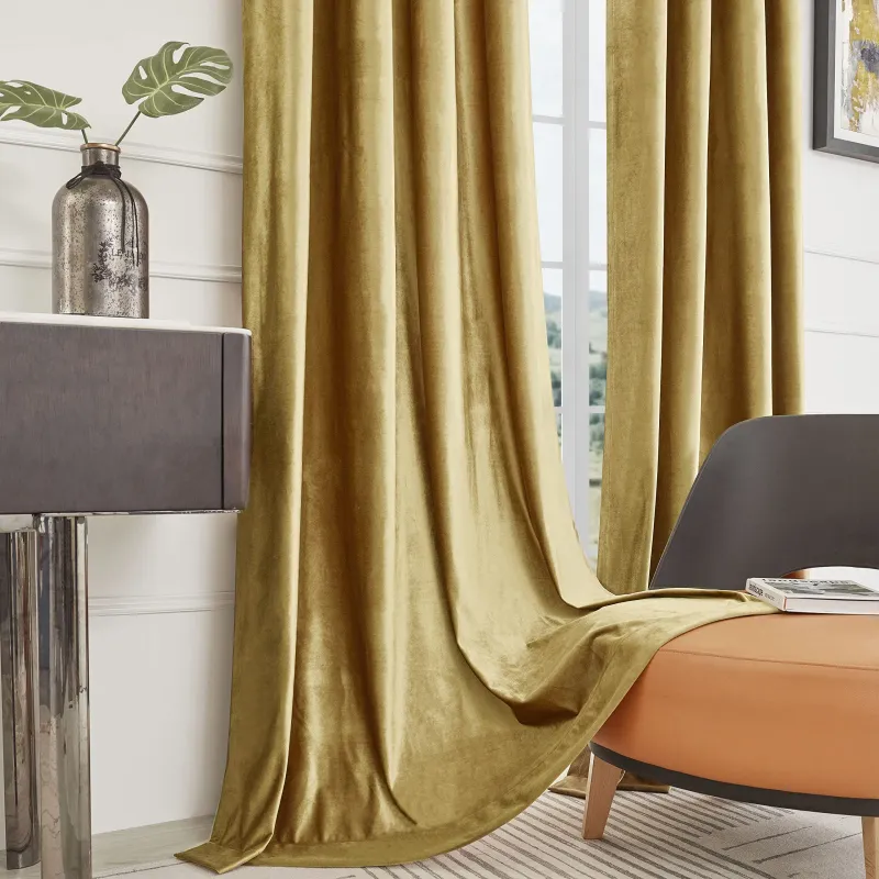 Gold Velvet Blackout Curtains 4