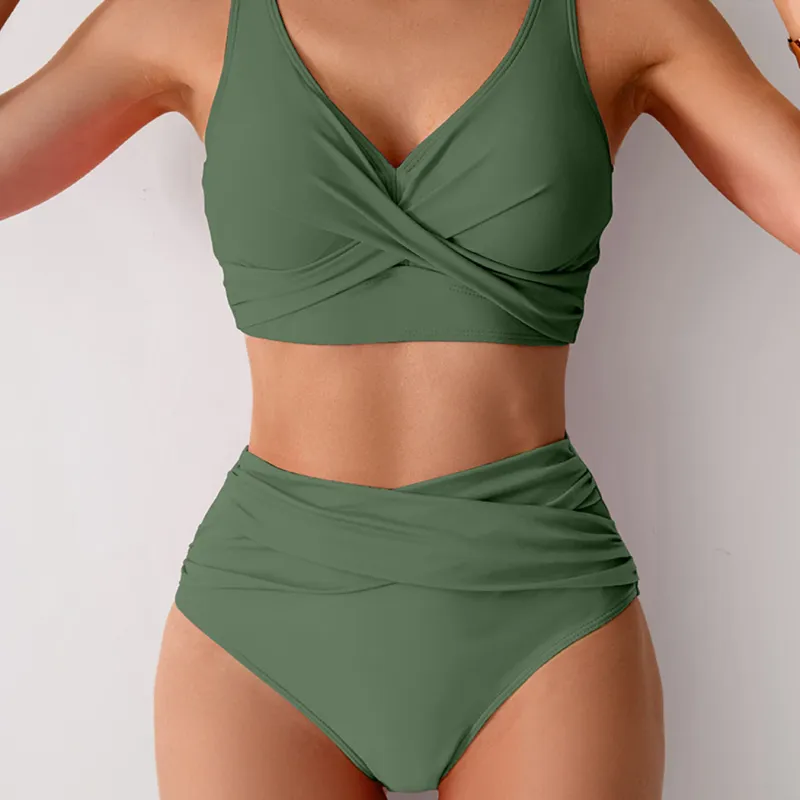 Sexy Cross High Waist Bikini Set 3