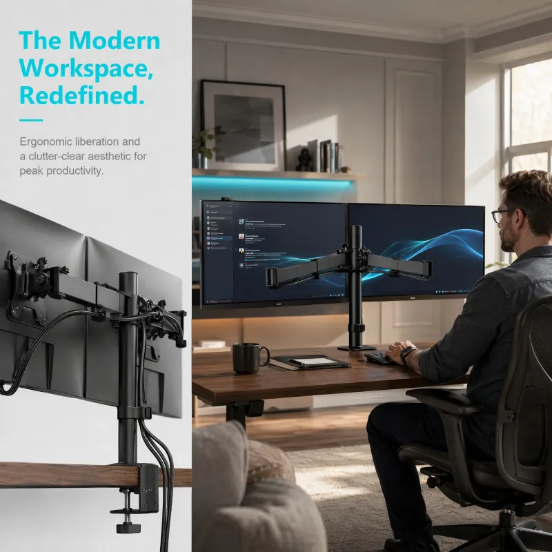 Dual Monitor Stand Adjustable Desk Mount 6