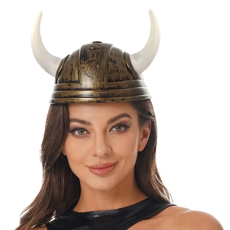 Viking Horn Hat with Braids Cosplay Helmet 3
