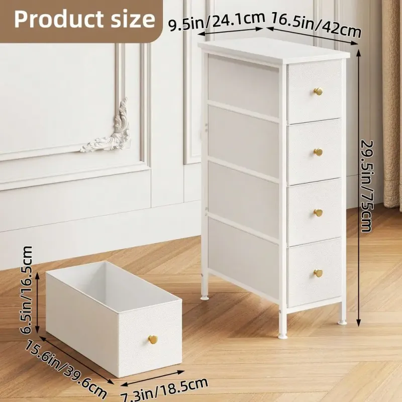 Slim 4-Drawer Fabric Storage Cabinet 4