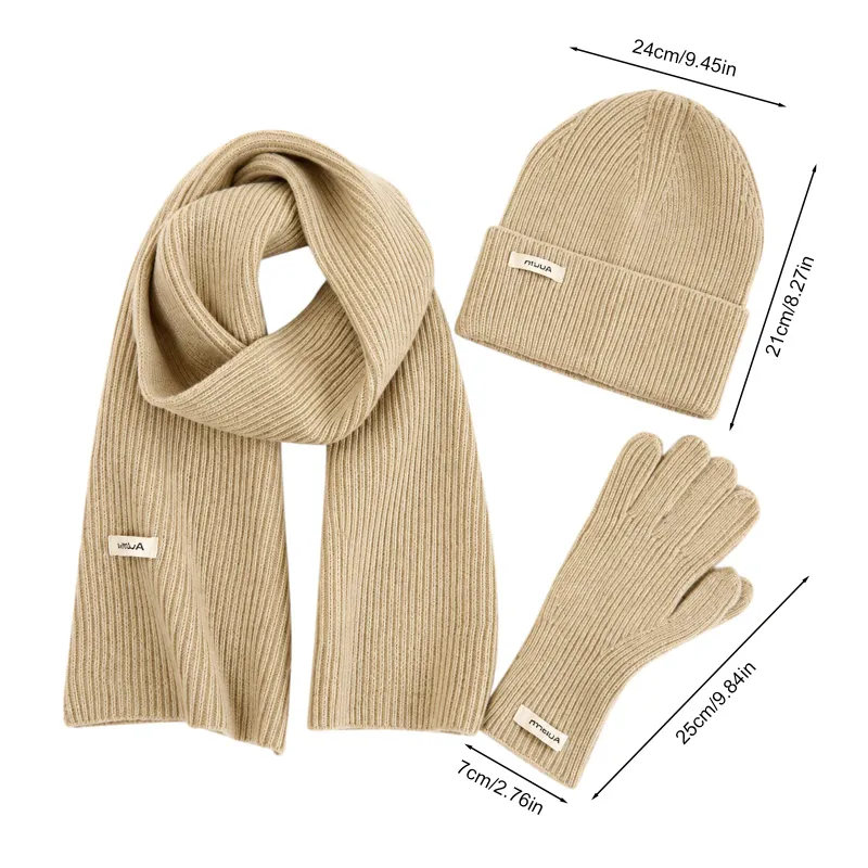 Winter Knit Beanie Scarf Gloves Set 5