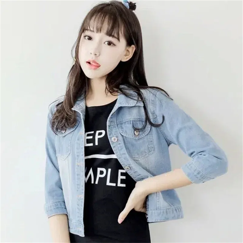 Half Sleeve Denim Jacket Women 2