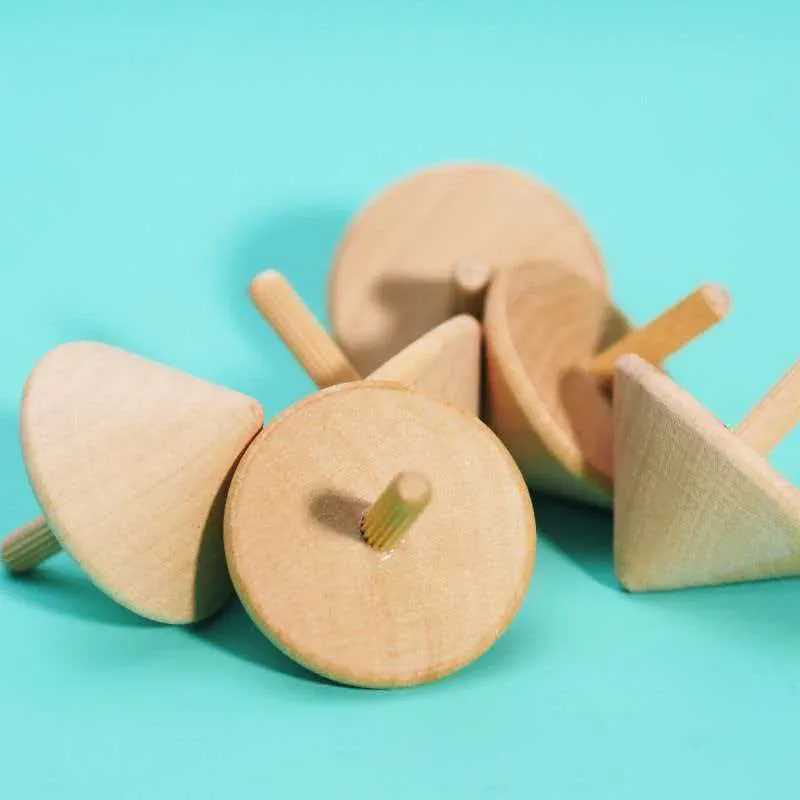 Unfinished Wooden Spinning Top Bulk Party Favors 4