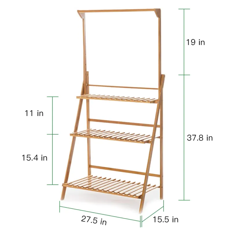 Folding Bamboo 3-Tier Plant Stand 5