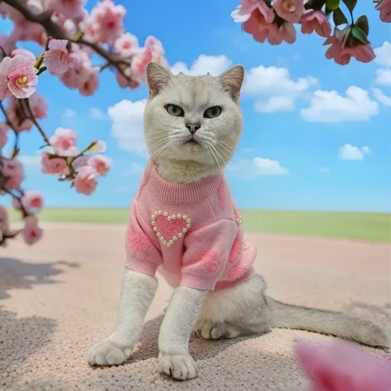 Knitted Pearl Dog Hoodie Sweater 3