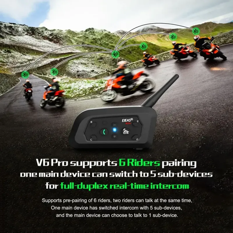 EJEAS V6 PRO+ Bluetooth Helmet Intercom 5