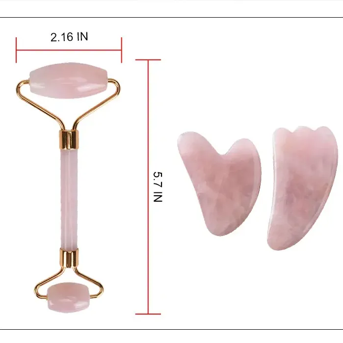 Rose Quartz Gua Sha Facial Set 3