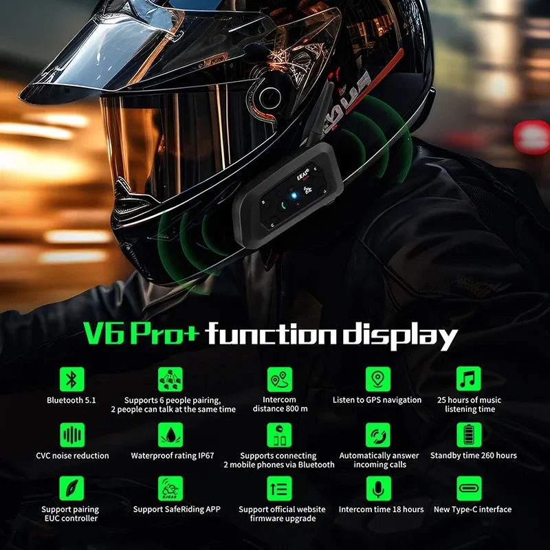 EJEAS V6 Pro Motorcycle Intercom 3