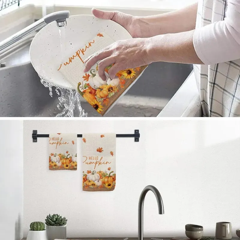 Fall Pumpkin Maple Leaf Kitchen Towels 5