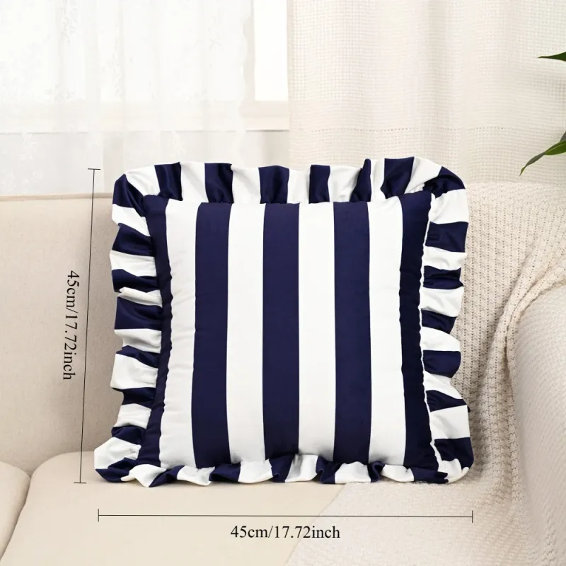 Striped Ruffle Pillow Cover 4