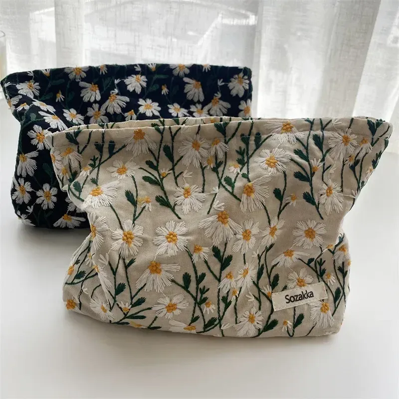 Corduroy Embroidery Cosmetic Bag 5
