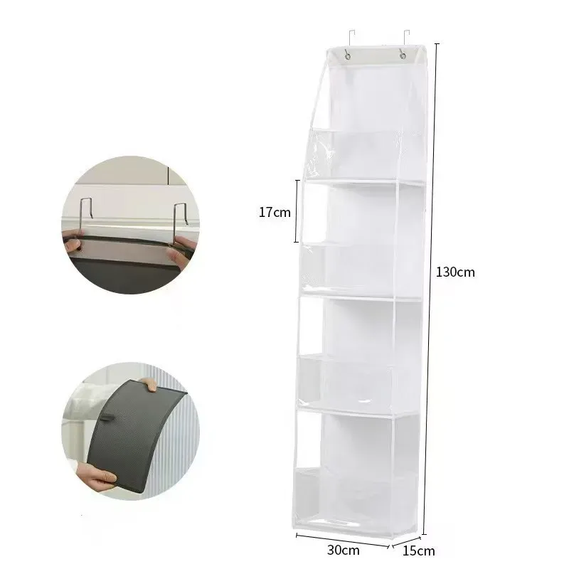 4/6Tier Over The Door Organizer Miscellaneous Clothes Toy Hanging Storage Bag With Mesh Pockets Shelves For Closet Bedroom Dorm 5
