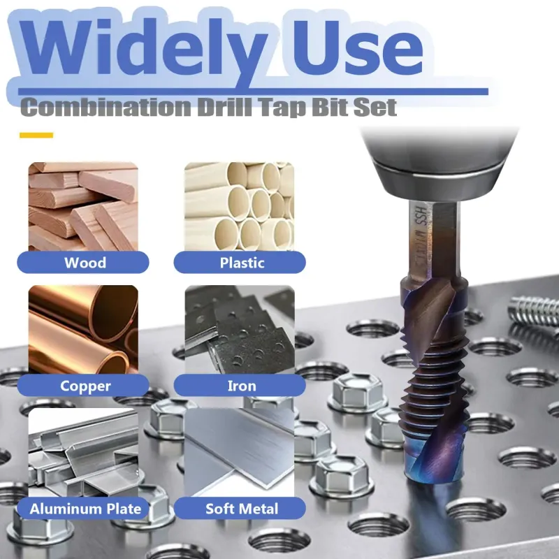 Titanium HSS Tap Drill Bits Set 6pc 5