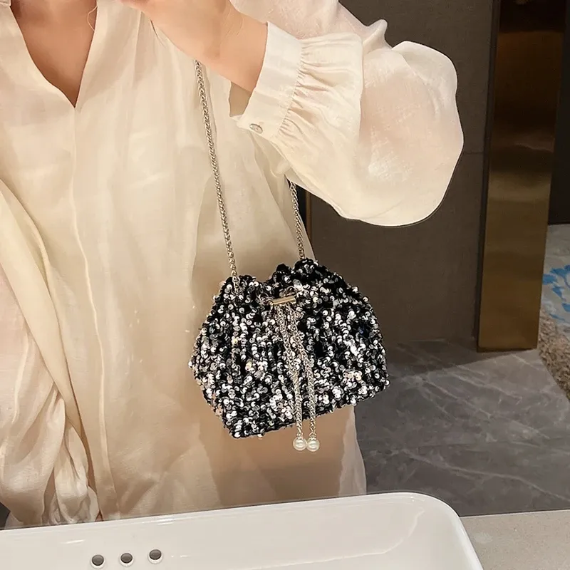 Sequin Korean Bucket Crossbody Bag 4