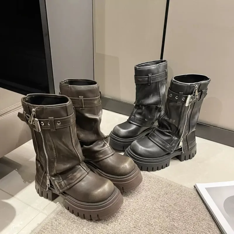 Women's Platform Knee-High Biker Boots 2