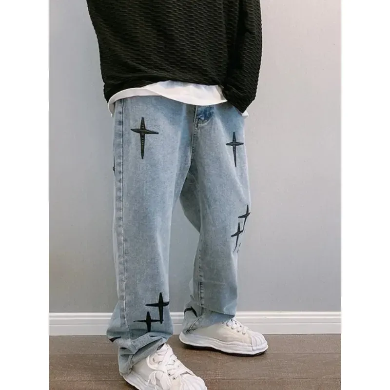 2024 Embroidery Wide Leg Cargo Jeans 6