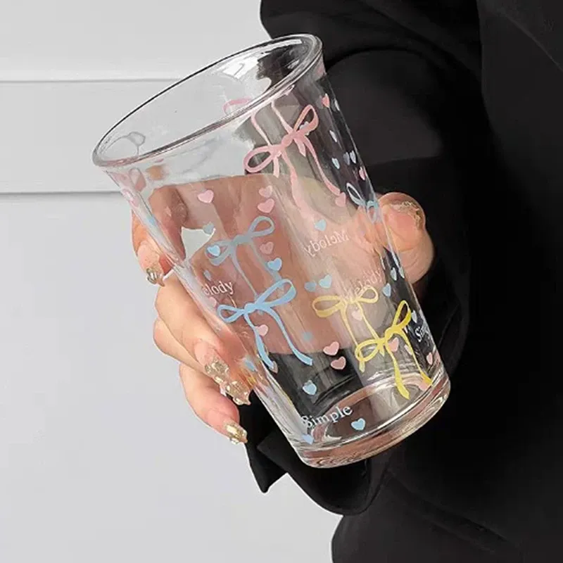 Cute Bow Striped Cartoon Glass Cup 5