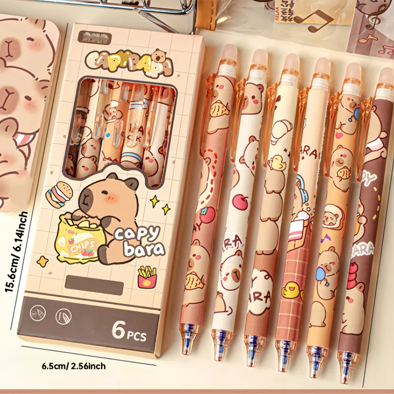 Capybara Kawaii Gel Pen Set - 6Pcs 6