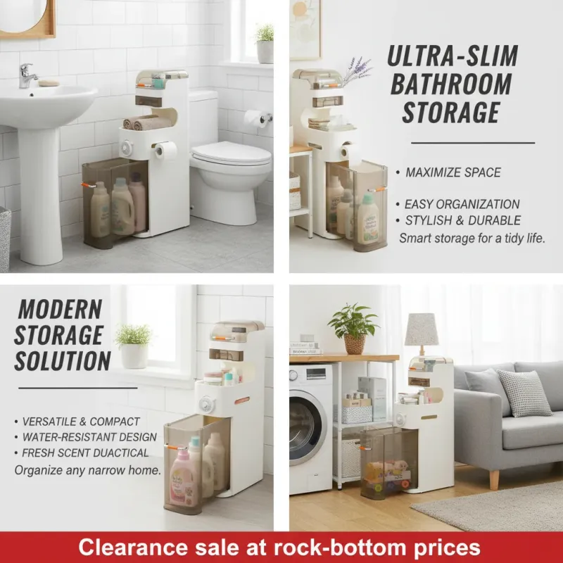 Slim Bathroom Storage Cabinet with Wheels 3