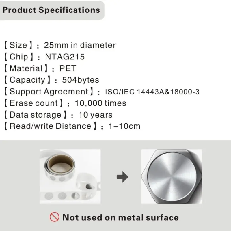 10Pc Anti-Metal NFC Stickers Ntag215 3